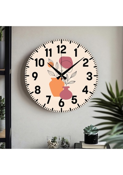 Dekoratif Türkçe Rakamlı Uv Baskılı Duvar Saati Sessiz Akar Mekanizma 40cm Metal Akrep Yelkovan Metalik