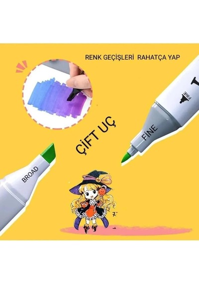 Çift Uçlu Marker Kalem Seti 60 Lı Özel Plastik Kutulu Genel