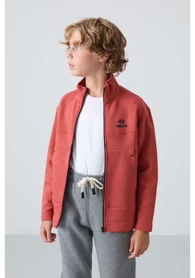 Tommylife Standart Fit 2li Paket Bej-kiremit Erkek Çocuk Sweatshirt - 11245 Bej - Kırmızı