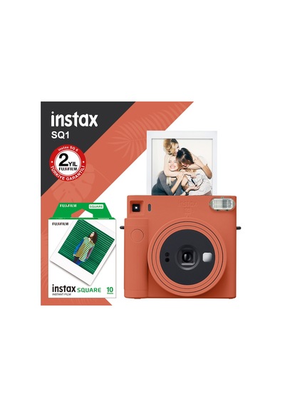 Fujifilm Instax SQ1 Terracotta Fotoğraf Makinesi + 10'lu Kare Film Turuncu