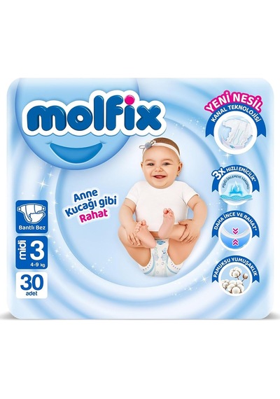 Molfix 3 Beden Bebek Bezi 30 Adet