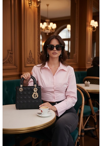 Lela Fitted Fit Pamuklu Korse Detaylı Uzun Kollu Crop Bayan Gömlek 611Go00376 Şeker Pembe