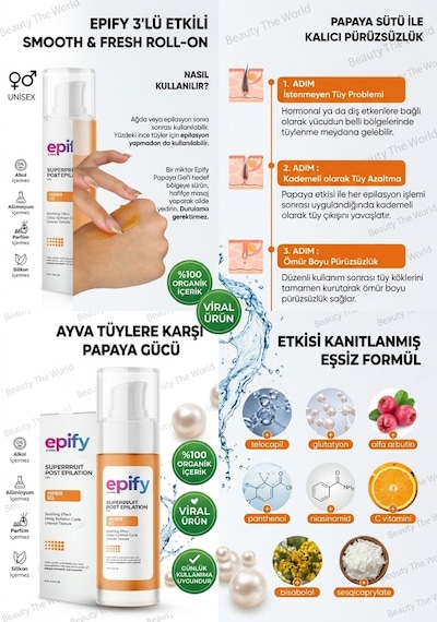Epify Papaya Superfruit Post Epilation Gel Tüy Köklerini Zayıflatan Bitkisel Bakım Kürü 75 Ml