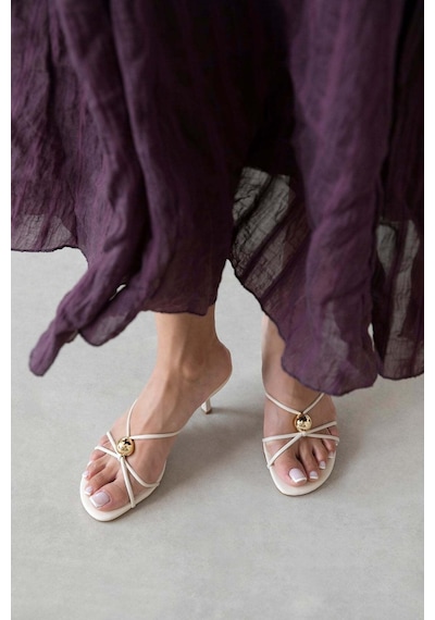 Wolk Shoes Aurora Kadın Topuklu Deri Sandalet Bej