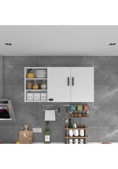 Kenzlife Hazır Mutfak Castus22 Byz 060 120 22 Banyo Dolabı Kapaklı Raflı Arkalıklı