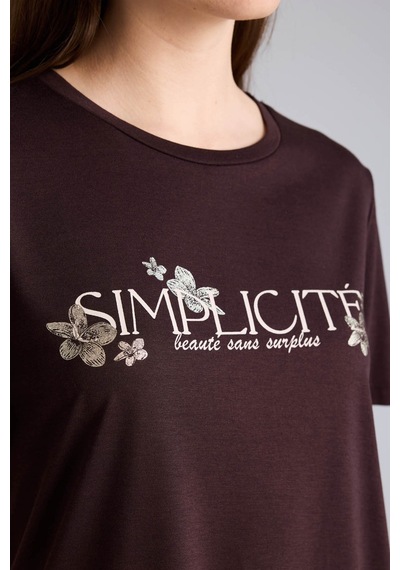 Defacto 26y801000471 Kahverengi Kadın T-shirt G9260ax/bn340