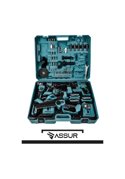 Assur ASR1206-02-04 21V 6'lı Set Taşlama + Somun Sökme + Testere + Matkap + Hilti