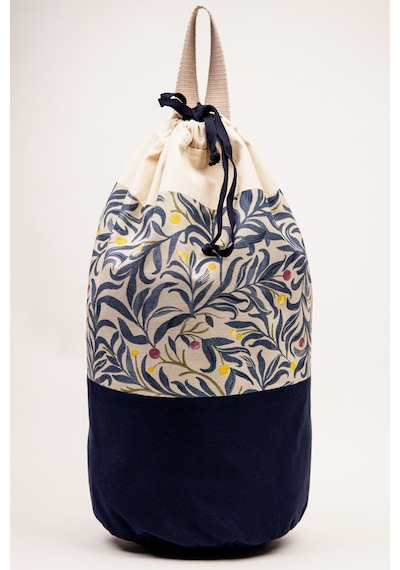 Fabric Craft Bag Sırt Çantası Büyük Boy Unisex Duck Kumaş Günlük Spor Seyahat Çantası Lacivert - Krem