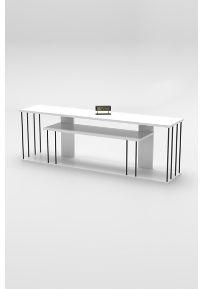 Tv Sehpası Tv Ünitesi Raflı 140 Cm Gzd Plus Beyaz Beyaz