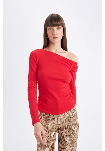 Defacto Kırmızı Slim Fit Dar Kesim Tek Omuzlu Ribana Basic Düz Uzun Kollu Tişört D4970AX24AURD117 Kırmızı Defacto Kırmızı Slim Fit Dar Kesim Tek Omuzlu Ribana Basic Düz Uzun Kollu Tişört D4970AX24AURD117 Kırmızı