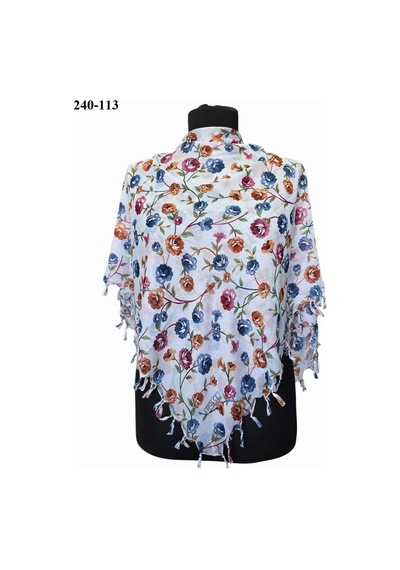 Dolce Cotton Desenli Sökme Boncuklu Eşarp 240-113 Çok Renkli