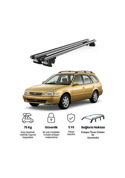 Venüs Toyota Corolla Station Wagon 1998-1999 Uyumlu Gri Ara Atkı Port Bagaj Tavan Barı