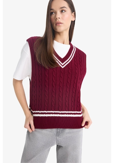 Defacto Okula Dönüş Coool Regular Fit V Yaka Yelek D4686ax25wnbr467 Bordo