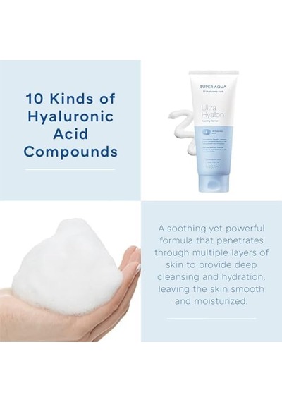 10 Çeşit Hyalüronik Asit İçeren Makyaj Temizleme Köpüğü200ml Super Aqua Ultra Hyalron Cleansing Foam