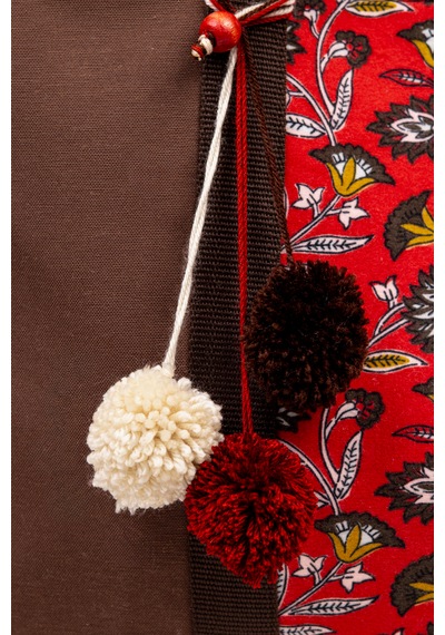 Fabric Craft Bag Omuz Çantası Kadın Duck Kumaş Desenli Büyük Boy Günlük Çanta Bordo - Kahverengi