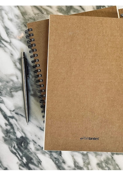 Spiralli Notebook, Kraft Kapaklı, A5 Boyut 15x21 Cm , 100 Yaprak Noktalı Çok Renkli