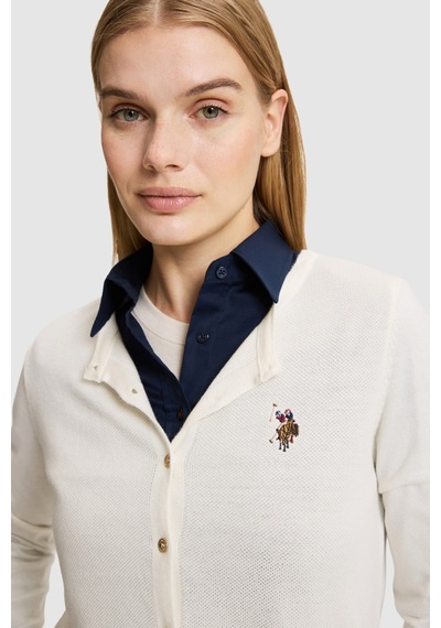 U.S. Polo Assn. Kadın Krem Basic Triko Hırka 50327569-vr256 İnci