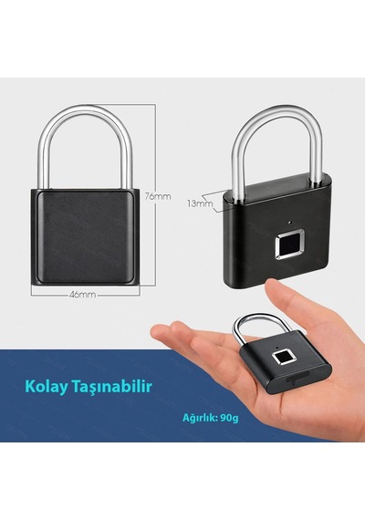 Dailytech Parmak İzi Okuyuculu Asma Kilit Usb Şarjlı