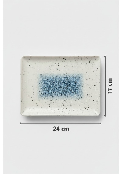 12'li Flora Dikdörtgen Kayık Tabak 24.17cm Dijital Splash Rinart Krem