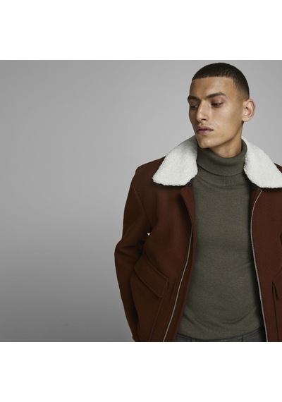 Jack & Jones Balıkçı Yaka Kazak-Emil 12157417 Olive Night Haki