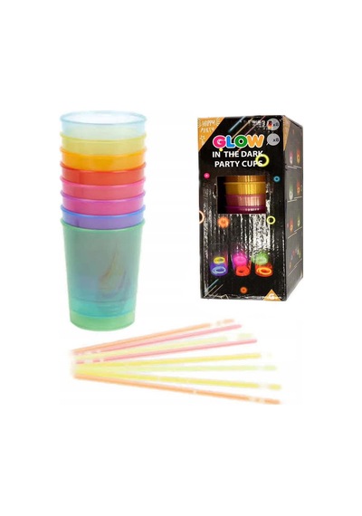 Karanlıkta Yanan Gece Işığı Mega Glow Bardaklar 8 Adet 8.5 X 10.5 Cm Pembe
