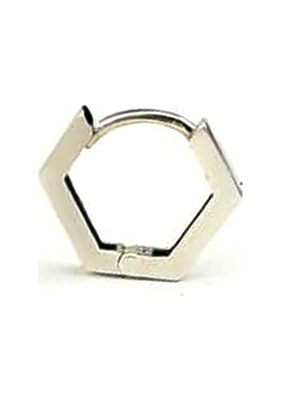 Beşgen 925 Ayar Gümüş Tasarım Tek Erkek Halka Küpe 1.2Cm