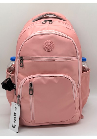 Çok Bölmeli Lüks Unisex Saten Suya Dayanıklı Kumaş Ortaokul Lise Okul Ve Sırt Çantası / 1700 Pudra Pembe