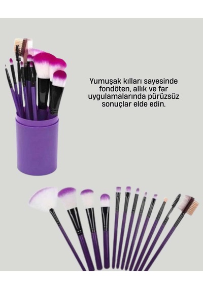 12 Li Profesyonel Makyaj Fırça Seti Ultra Yumuşak Sentetik Kıllı 67239710