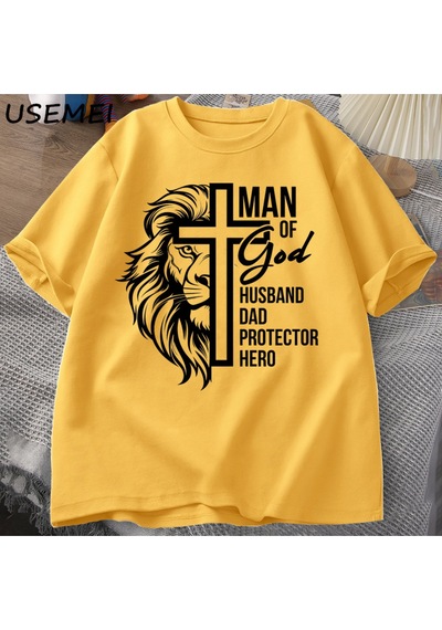 Flood Of Style Adam Tanrı T Shirt Kadın Hıristiyan Baba T-shirt Koca Babalar Günü Tshirt Rahat Pamuk Kısa Ko Sarı