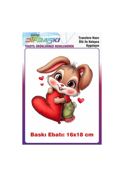 Sevimli Tavşan Ütü İle Yapışan Tişört Tekstil Baskı 3074