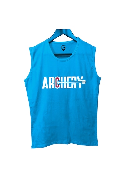 Top Glory Okçuluk Baskılı Kolsuz Sporcu T-shirt Tank Top Sporcu Fitness Atlet Turkuaz