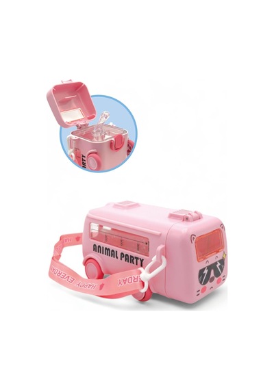 Mini Boy Silikon Gövde Pipetli Isırılmaz Tritan Su Matarası Pembe Genel