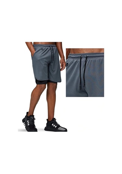 Mooly Unisex Koşu Ve Antrenman Sporcu Şortu 2 In 1 Antrasit