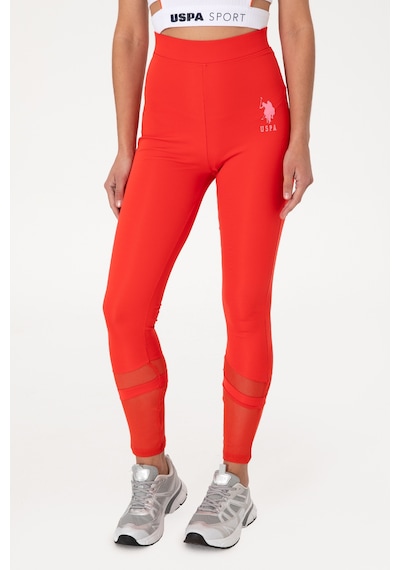 U.S. Polo Assn.  Kadın Kırmızı Yüksek Bel Tül Detaylı Spor Tayt 50300689-VR213