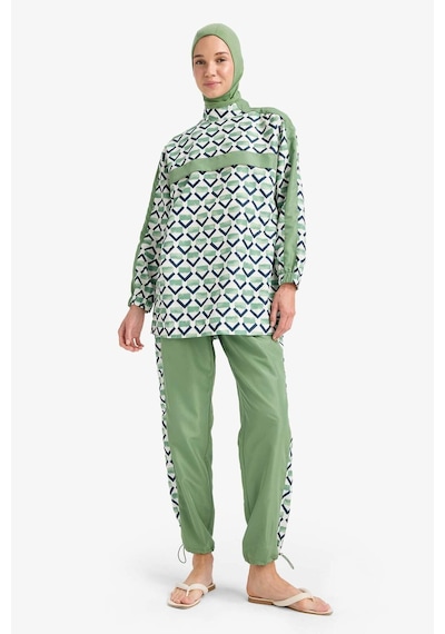 DeFacto Regular Fit Su İtici 3'lü Desenli Burkini Tesettür Mayo Takım E7996AX25HSGN680