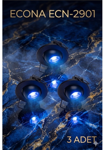 3 Adet Set Parmak Spot Mavi Renkli Ufo Led Spot Tv Ünitesi Spotu Siyah Kasa Yıldız Led Spot 3 W Diğer