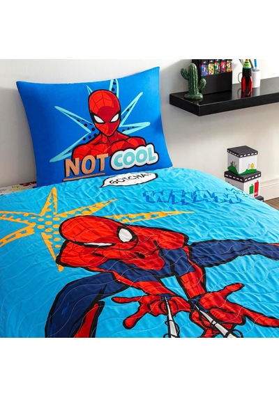 Spiderman Thwip Standart Pamuk Nevresim Takımı, Mavi, Tek Kişilik Çok renkli