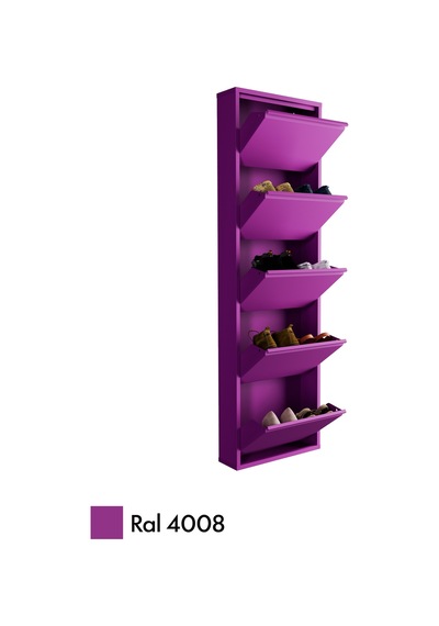 Evdemo 5 Kapaklı Metal Ayakkabılık Mürdüm
