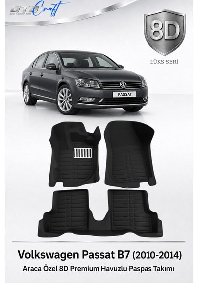 Otocraft Volkswagen Passat B7 2010-2014 Araca Özel 8d Havuzlu Oto Paspas Takımı Tam Set 3 Parça