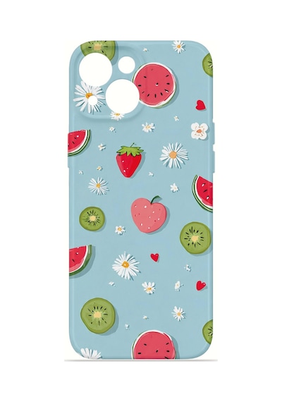 Apple iPhone Uyumlu 15 Vorian İnce Kamera Korumalı Mika Kılıf Fruit Confetti Sky Fruit Confetti Sky Mika
