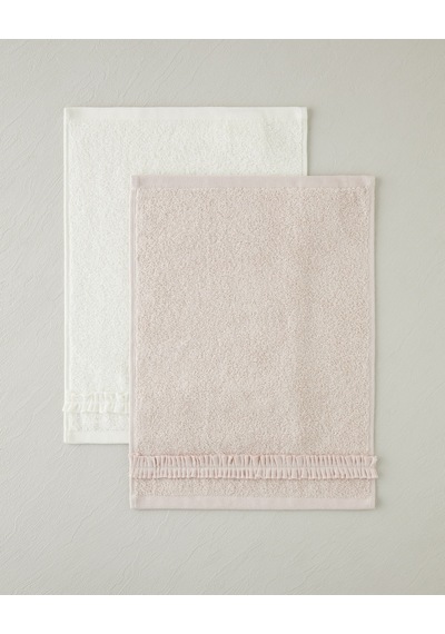 English Home Soft Ruffle Pamuk El Havlusu 30x40 Cm Pudra