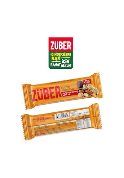 Züber Yer Fıstıklı Ve Kakaolu Meyve Bar 40g X 12 Adet
