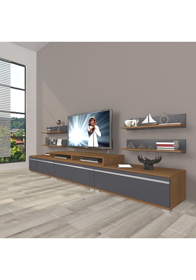 Decoraktiv Ekoflex 270r Mdf Tv Ünitesi Tv Sehpası Ceviz - Antrasit