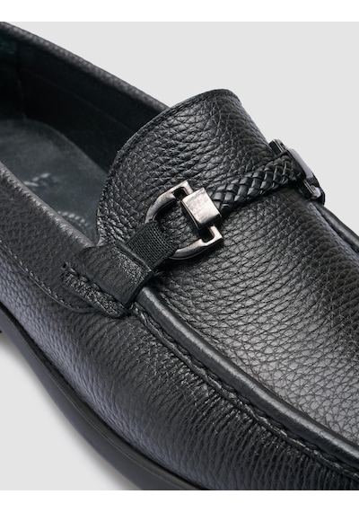 Cabani %100 Hakiki Deri Siyah Toka Detaylı Erkek Loafer Siyah