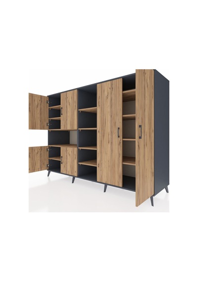 Kronos Dolap 13 Raflı 6 Kapaklı 220x59x163 Antrasit-çam Antrasit-çam Kronos Dolap 13 Raflı 6 Kapaklı 220x59x163 Antrasit-çam Antrasit-çam