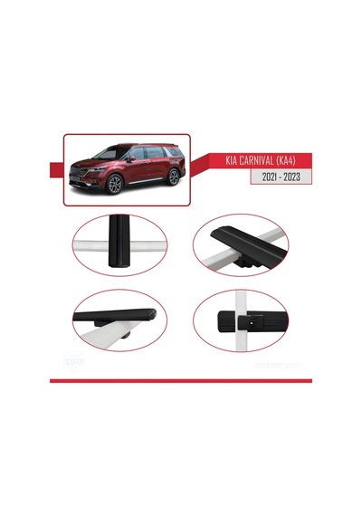 Kia Carnival Ka4 2021-2023 Arası İle Uyumlu Basic Model Ara Atkı Tavan Barı Siyah 3 Adet
