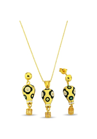 18k Altın Kaplamalı 925 Ayar Gümüş Uçan Balon Set - 67022802 Altın