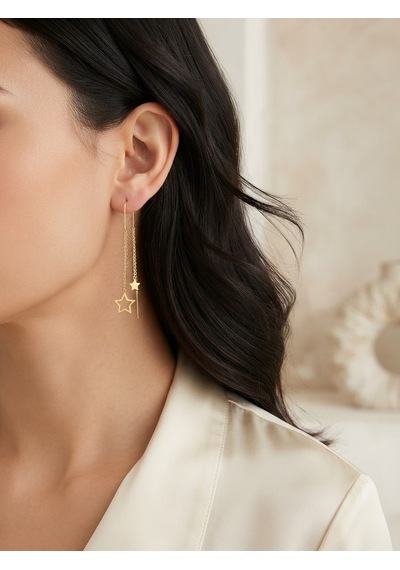 925 Ayar Gümüş Minimalist Yıldız Küpe.rose.gold.rodaj Renk Seçeneği