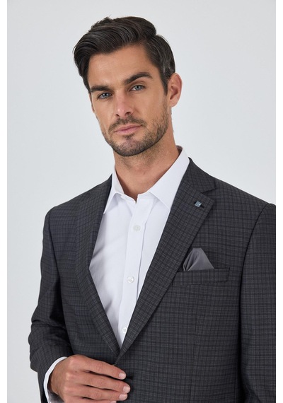 İmza Koyu Antrasit Mono Yaka Bez Ayağı Tam Astar Esnek 4 Drop Comfort Fit Classic Ceket 1002250157 Koyu Antrasit