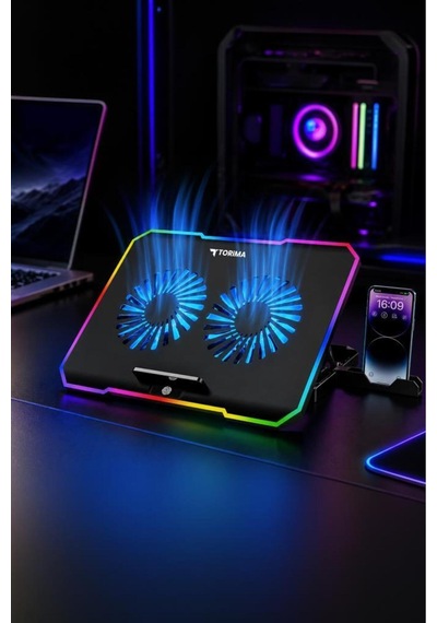 Laptop Soğutucu Ayarlanabilir Rgb Dizüstü Bilgisayar Soğutma Fanı Cf04 Siyah